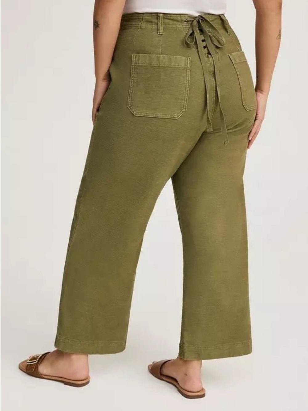 torrid Olive Lace-Up High-Rise Wide Leg Pants